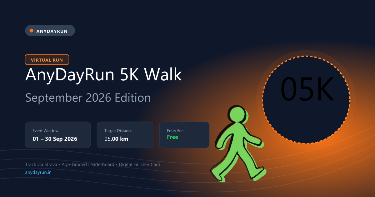 AnyDayRun September Walk 5K virtual walk challenge India banner