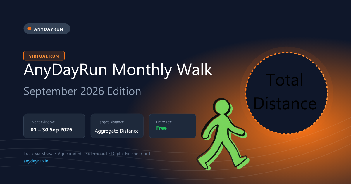 AnyDayRun September Monthly Walking Distance virtual walk challenge India banner